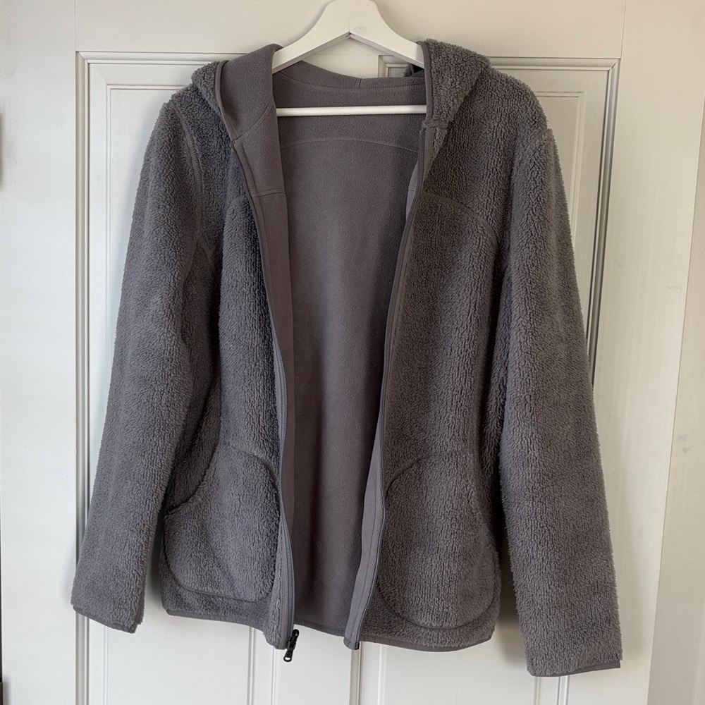 Reversible Cozy Gray Hooded Jacket Tekgear Large - Picture 2 of 6